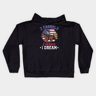 3 Barrels 2 Hearts 1 Dream I Horseback Riding Kids Hoodie